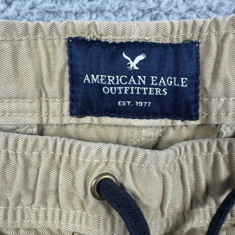 American Eagle Jogger Pants Mens‎ Medium Khaki Tan Cotton Twill Casual Lounge